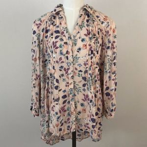 Lauren Conrad Floral Pink Button Up Hi Low XL 190
